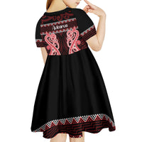Kia Ora New Zealand Kid Short Sleeve Dress Maori Language Week Whero Taniko Motif LT14 - Polynesian Pride