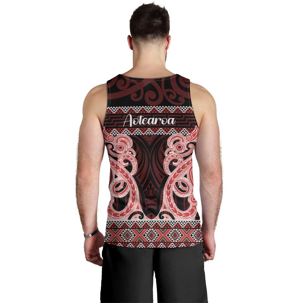 Kia Ora New Zealand Men Tank Top Maori Language Week Whero Taniko Motif LT14 - Polynesian Pride