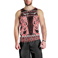 Kia Ora New Zealand Men Tank Top Maori Language Week Whero Taniko Motif LT14 - Polynesian Pride