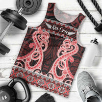 Kia Ora New Zealand Men Tank Top Maori Language Week Whero Taniko Motif LT14 - Polynesian Pride