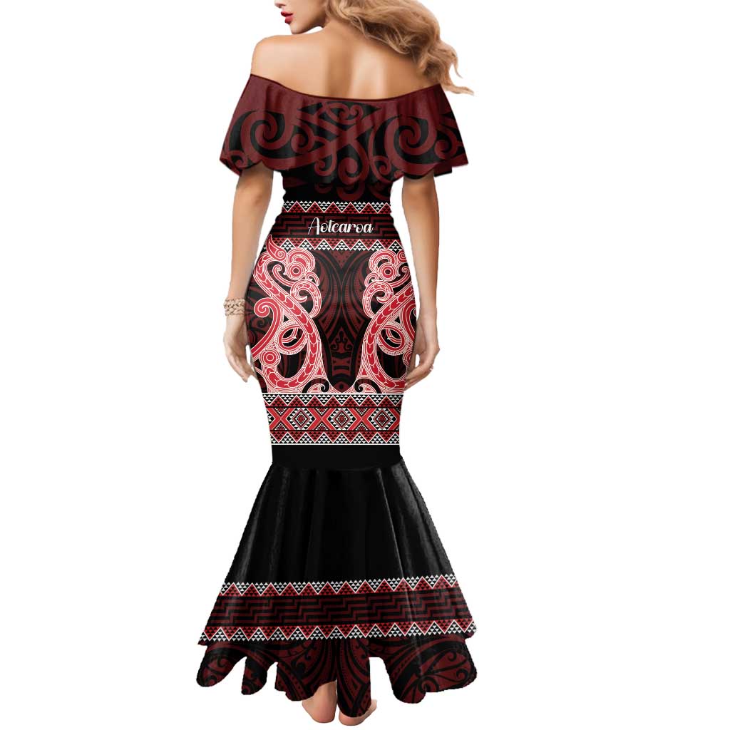 Kia Ora New Zealand Mermaid Dress Maori Language Week Whero Taniko Motif LT14 - Polynesian Pride