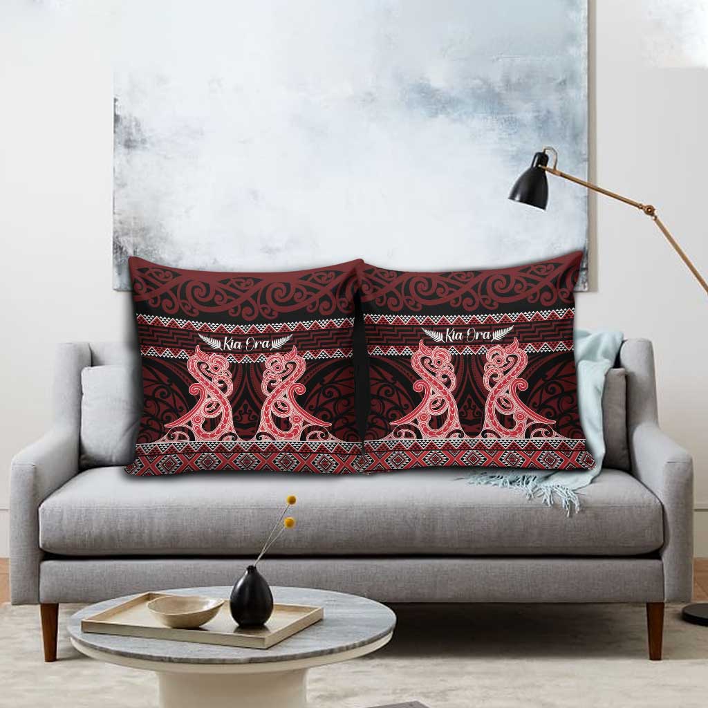 Kia Ora New Zealand Pillow Cover Maori Language Week Whero Taniko Motif - Polynesian Pride