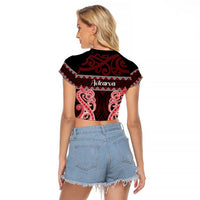 Kia Ora New Zealand Raglan Cropped T Shirt Maori Language Week Whero Taniko Motif LT14 - Polynesian Pride
