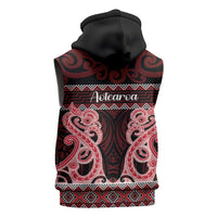 Kia Ora New Zealand Sleeveless Zip Hoodie Maori Language Week Whero Taniko Motif LT14 - Polynesian Pride