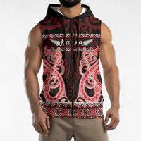 Kia Ora New Zealand Sleeveless Zip Hoodie Maori Language Week Whero Taniko Motif LT14 - Polynesian Pride