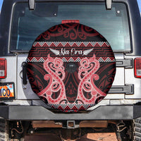 Kia Ora New Zealand Spare Tire Cover Maori Language Week Whero Taniko Motif LT14 Red - Polynesian Pride