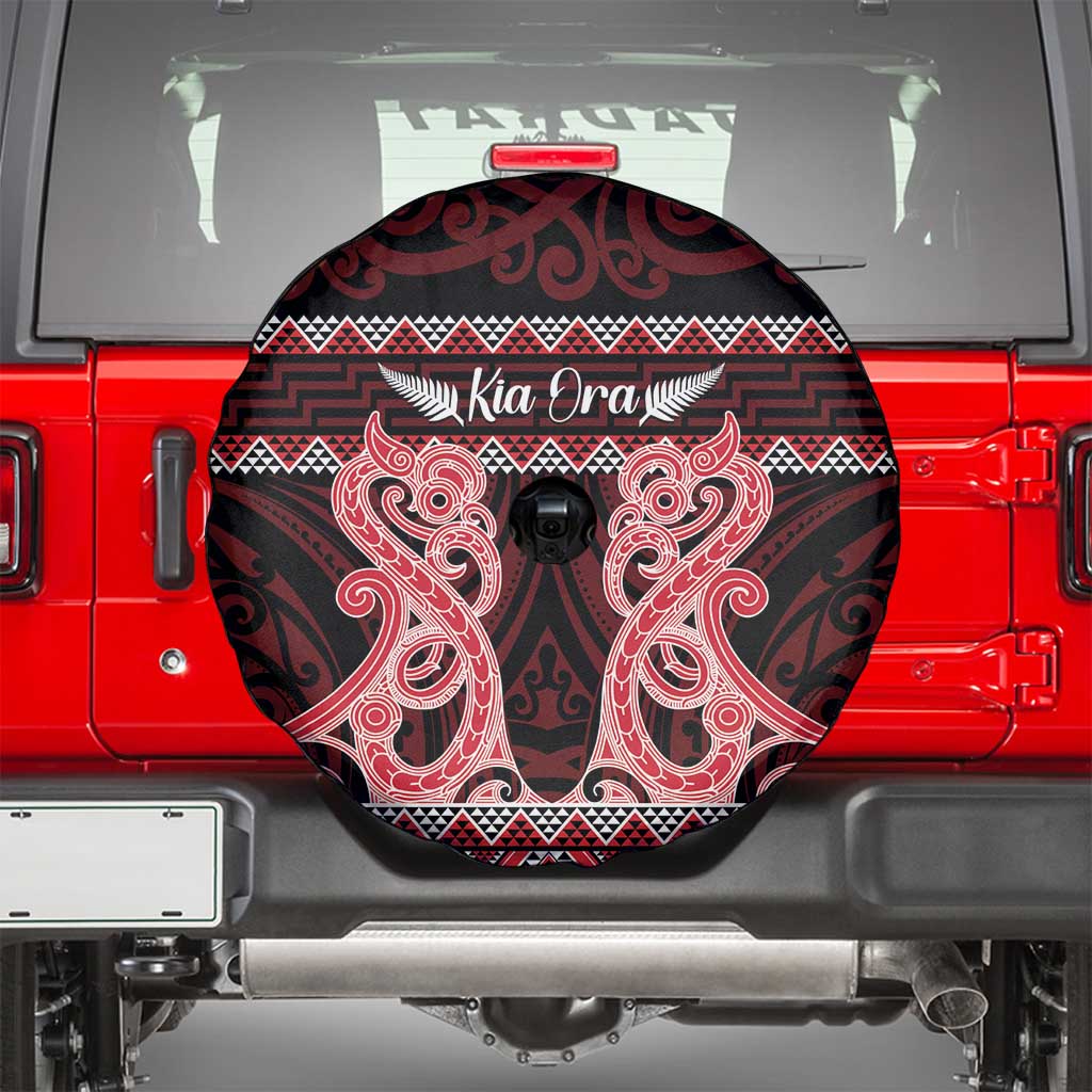 Kia Ora New Zealand Spare Tire Cover Maori Language Week Whero Taniko Motif LT14 - Polynesian Pride
