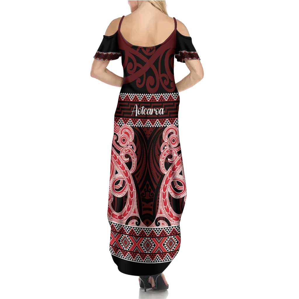 Kia Ora New Zealand Summer Maxi Dress Maori Language Week Whero Taniko Motif LT14 - Polynesian Pride