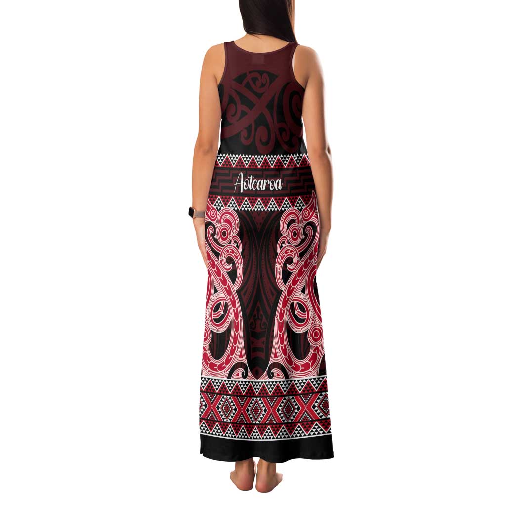 Kia Ora New Zealand Tank Maxi Dress Maori Language Week Whero Taniko Motif LT14 - Polynesian Pride