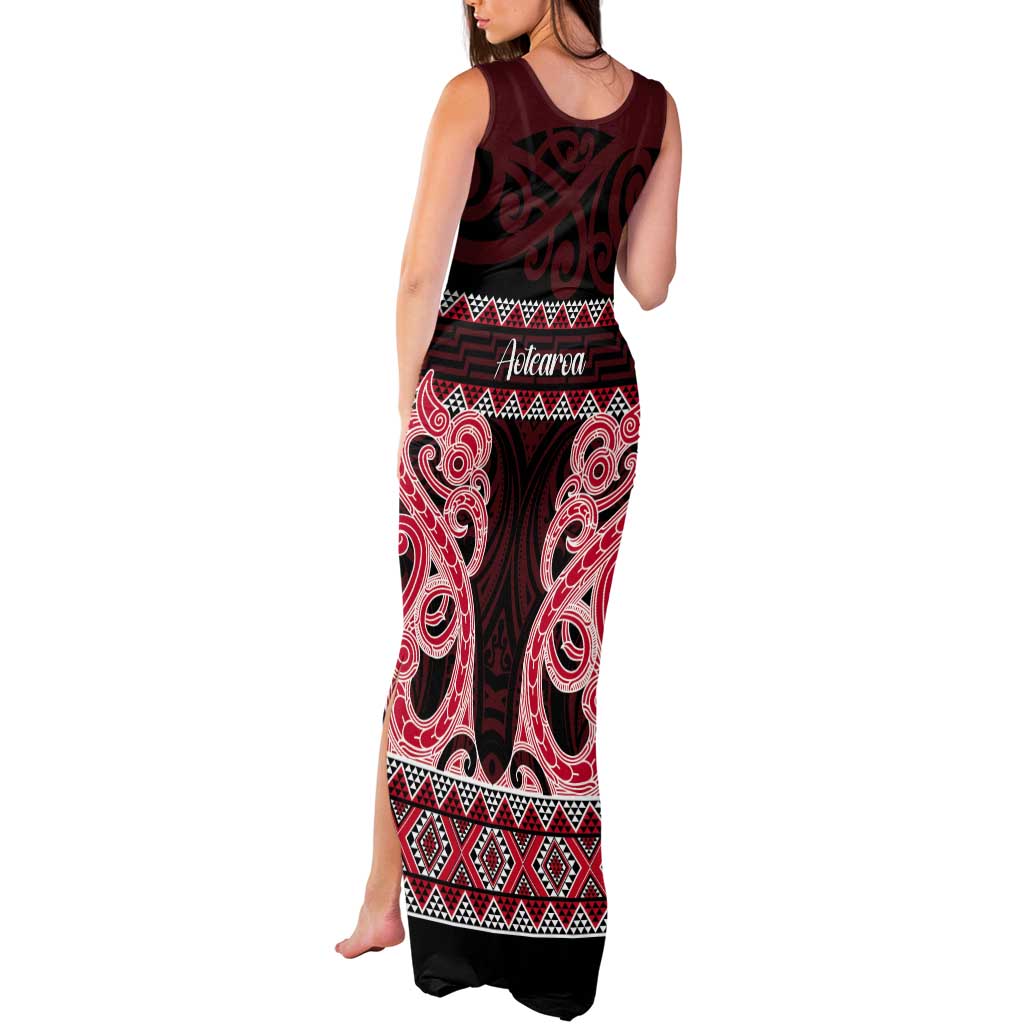 Kia Ora New Zealand Tank Maxi Dress Maori Language Week Whero Taniko Motif LT14 - Polynesian Pride
