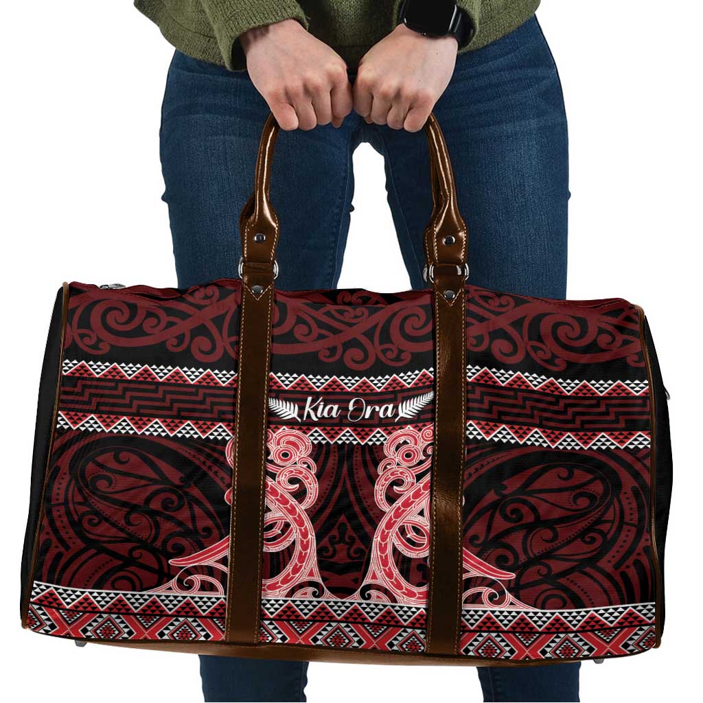 Kia Ora New Zealand Travel Bag Maori Language Week Whero Taniko Motif LT14 Red - Polynesian Pride