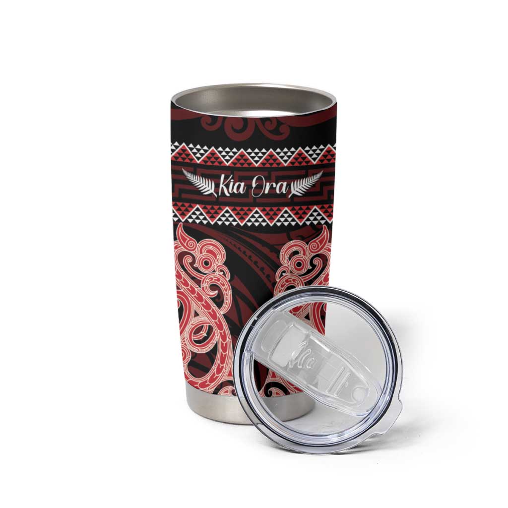 Kia Ora New Zealand Tumbler Cup Maori Language Week Whero Taniko Motif LT14 - Polynesian Pride
