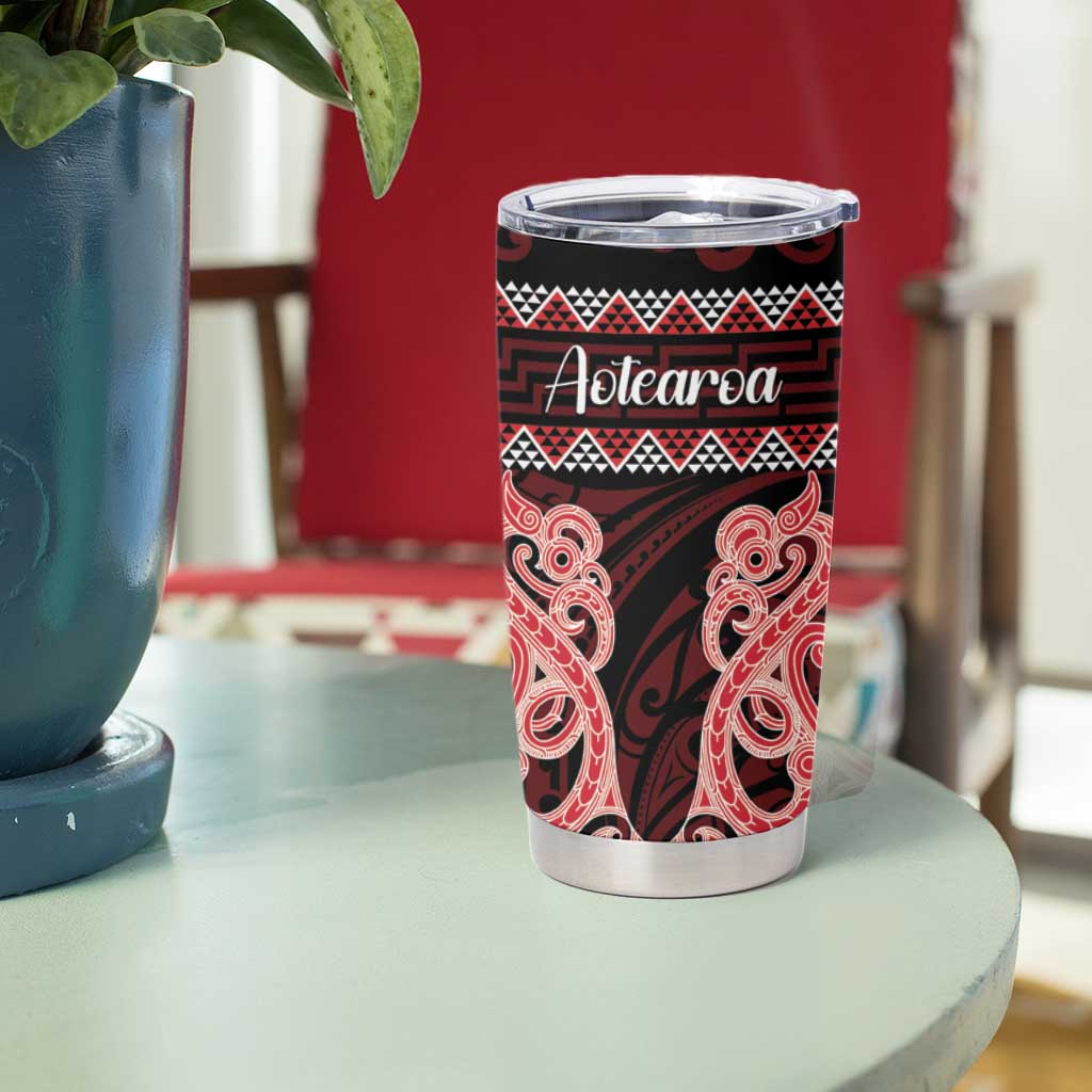 Kia Ora New Zealand Tumbler Cup Maori Language Week Whero Taniko Motif LT14 - Polynesian Pride