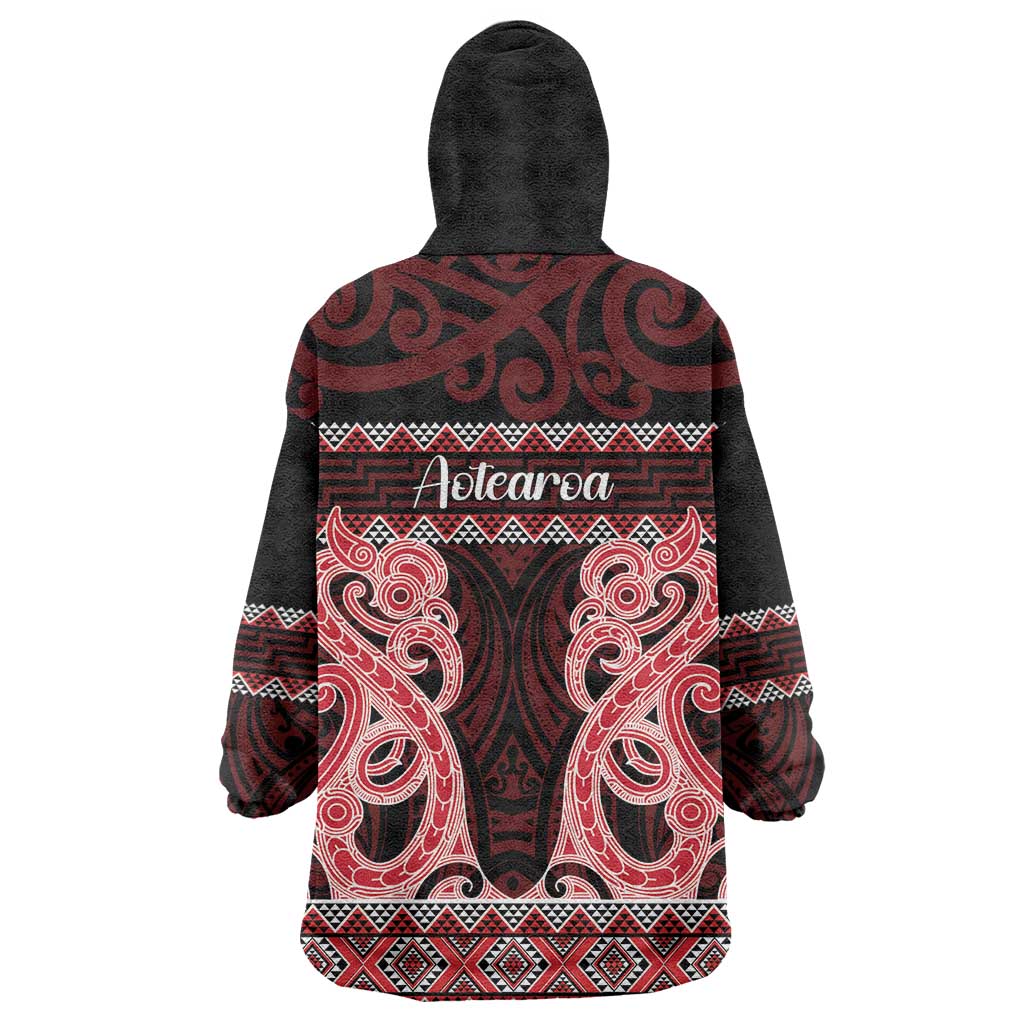 Kia Ora New Zealand Wearable Blanket Hoodie Maori Language Week Whero Taniko Motif LT14 - Polynesian Pride