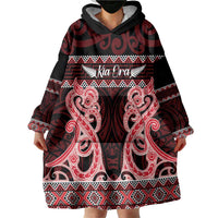 Kia Ora New Zealand Wearable Blanket Hoodie Maori Language Week Whero Taniko Motif LT14 - Polynesian Pride
