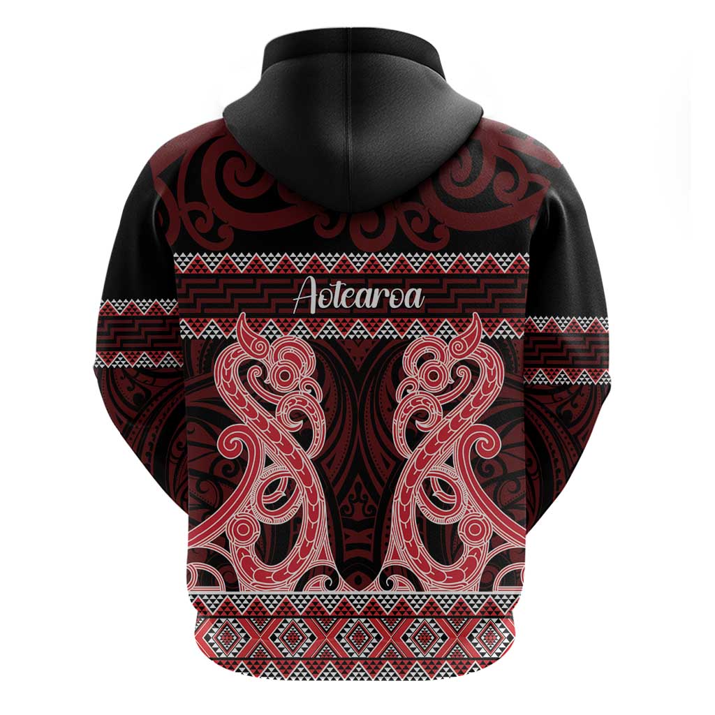 Kia Ora New Zealand Zip Hoodie Maori Language Week Whero Taniko Motif LT14 - Polynesian Pride