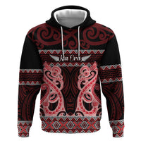 Kia Ora New Zealand Zip Hoodie Maori Language Week Whero Taniko Motif LT14 Pullover Hoodie Red - Polynesian Pride