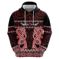 Kia Ora New Zealand Zip Hoodie Maori Language Week Whero Taniko Motif LT14 - Polynesian Pride