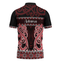 Kia Ora New Zealand Zipper Polo Shirt Maori Language Week Whero Taniko Motif LT14 - Polynesian Pride