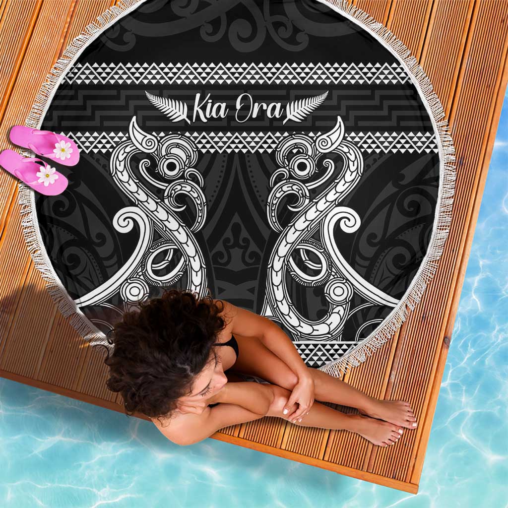 Kia Ora New Zealand Beach Blanket Maori Language Week Pango Taniko Motif - Polynesian Pride