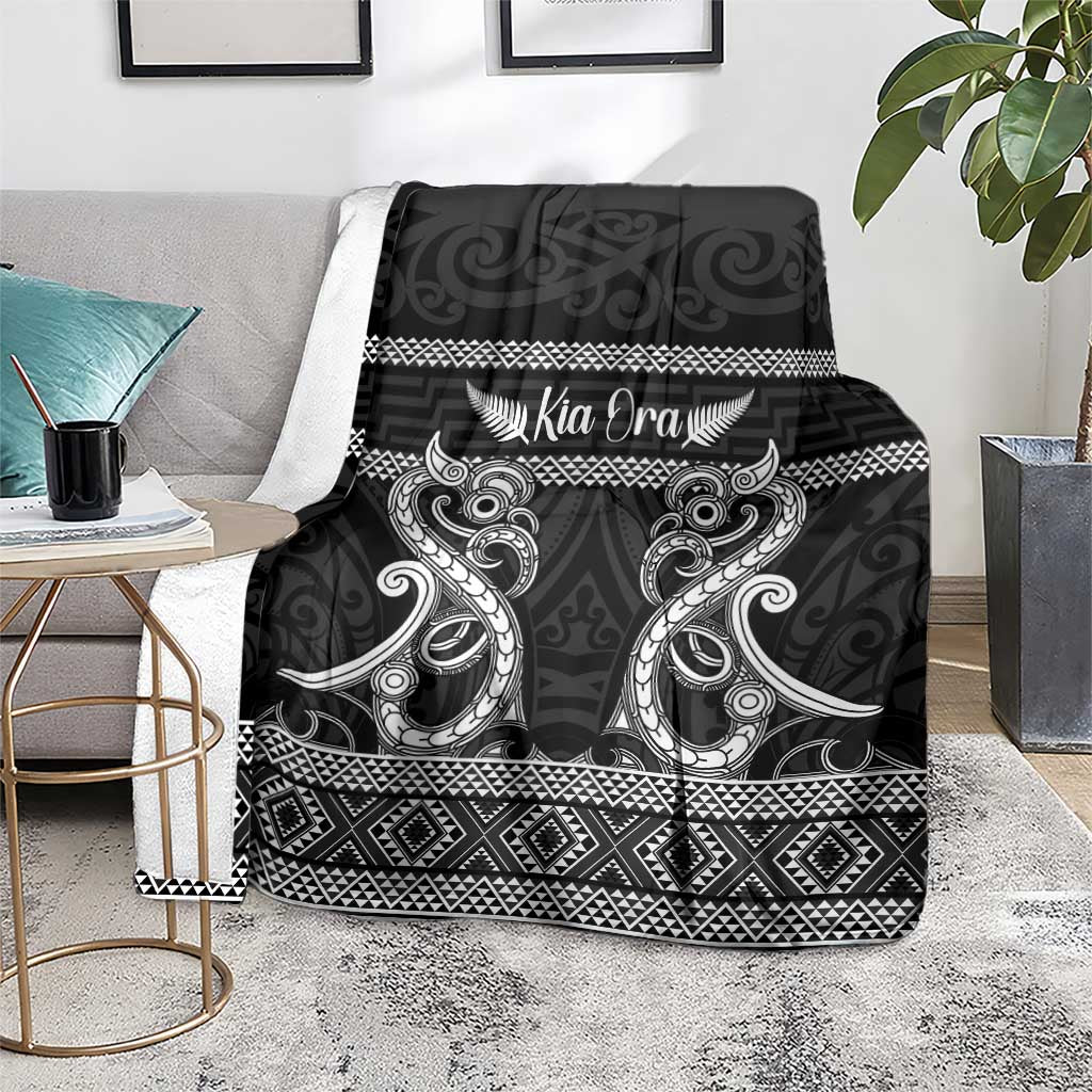 Kia Ora New Zealand Blanket Maori Language Week Pango Taniko Motif - Polynesian Pride