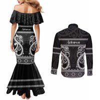 Kia Ora New Zealand Couples Matching Mermaid Dress and Long Sleeve Button Shirt Maori Language Week Pango Taniko Motif LT14 - Polynesian Pride