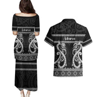 Kia Ora New Zealand Couples Matching Puletasi and Hawaiian Shirt Maori Language Week Pango Taniko Motif LT14 - Polynesian Pride