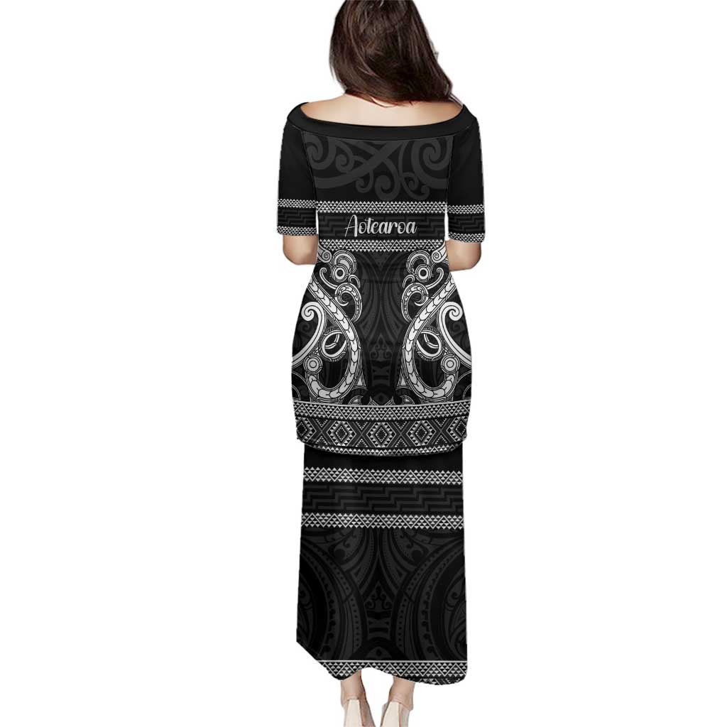Kia Ora New Zealand Family Matching Puletasi and Hawaiian Shirt Maori Language Week Pango Taniko Motif LT14 - Polynesian Pride