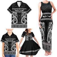 Kia Ora New Zealand Family Matching Tank Maxi Dress and Hawaiian Shirt Maori Language Week Pango Taniko Motif LT14 - Polynesian Pride