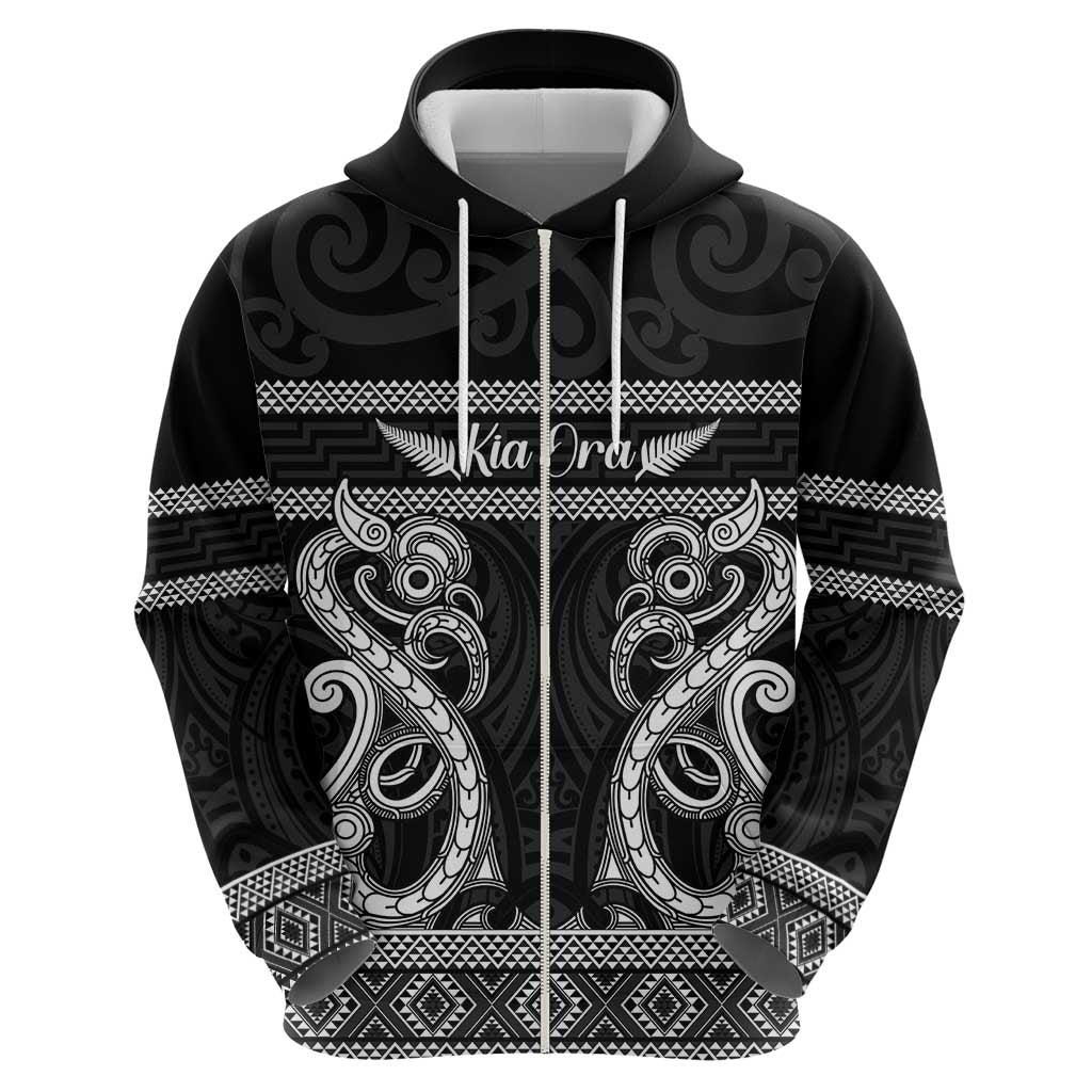 Kia Ora New Zealand Hoodie Maori Language Week Pango Taniko Motif - Polynesian Pride