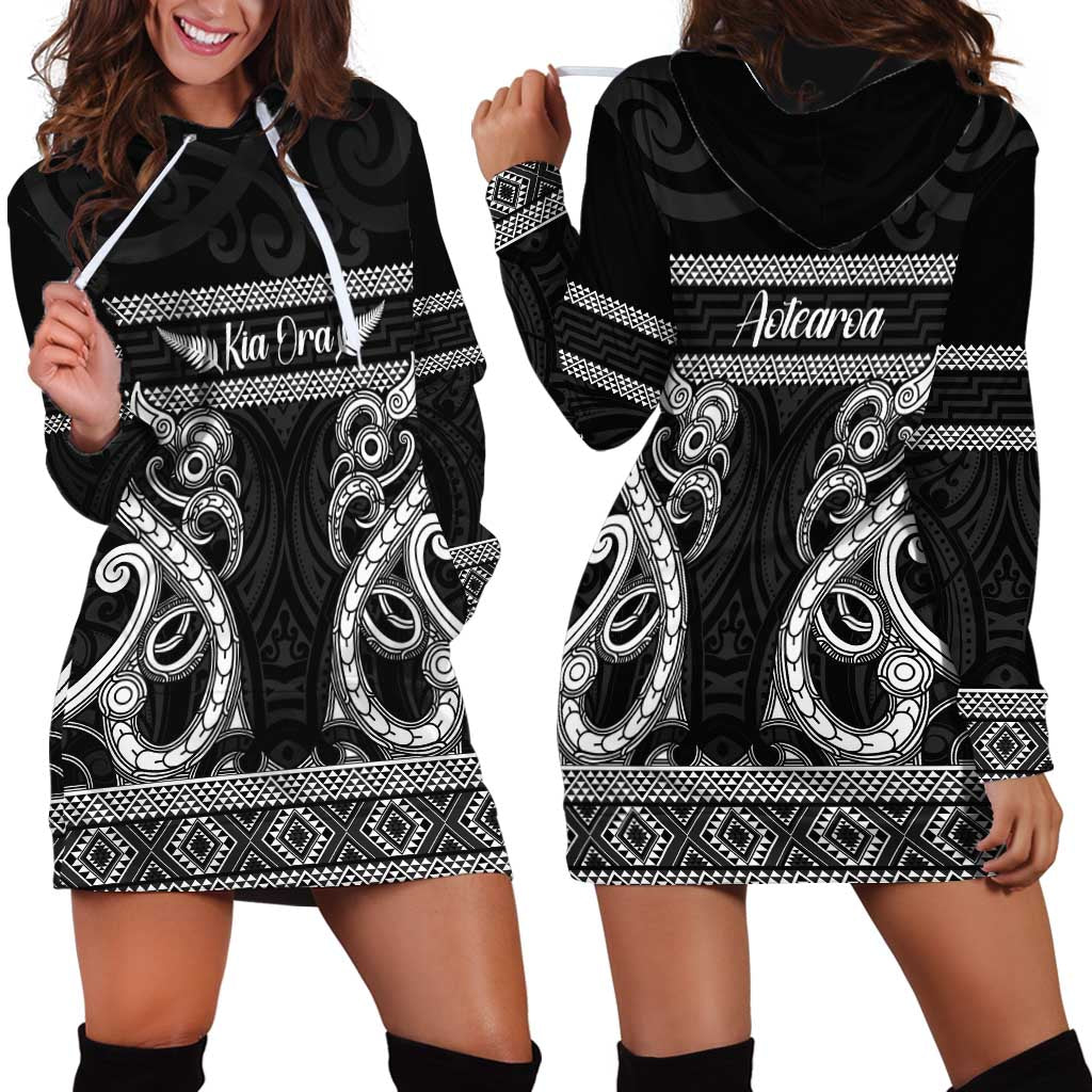 Kia Ora New Zealand Hoodie Dress Maori Language Week Pango Taniko Motif LT14 - Polynesian Pride