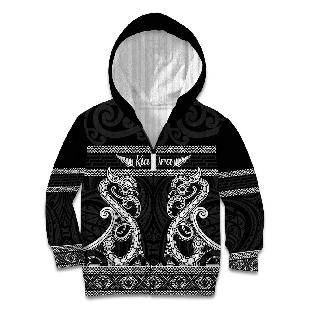 Kia Ora New Zealand Kid Hoodie Maori Language Week Pango Taniko Motif - Polynesian Pride