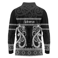Kia Ora New Zealand Long Sleeve Polo Shirt Maori Language Week Pango Taniko Motif LT14 - Polynesian Pride