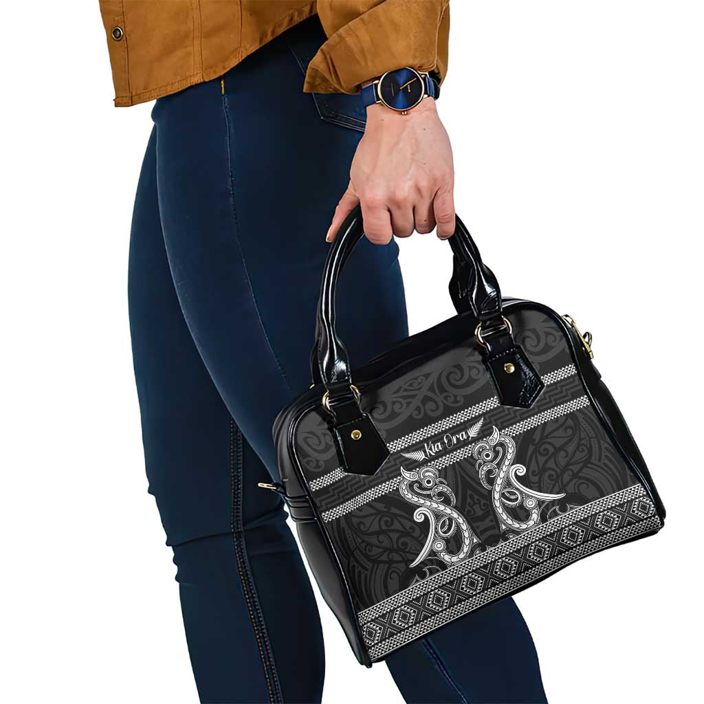Kia Ora New Zealand Shoulder Handbag Maori Language Week Pango Taniko Motif - Polynesian Pride