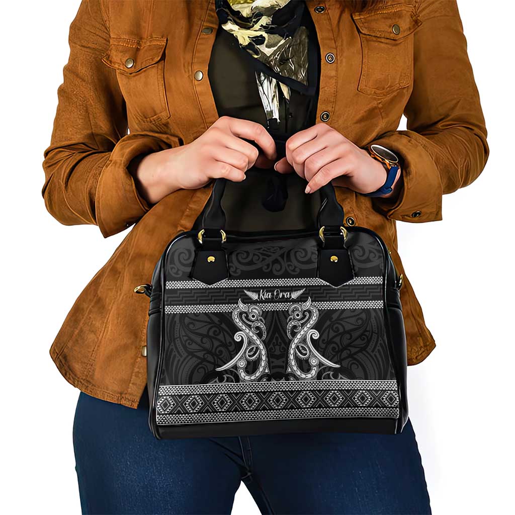 Kia Ora New Zealand Shoulder Handbag Maori Language Week Pango Taniko Motif - Polynesian Pride