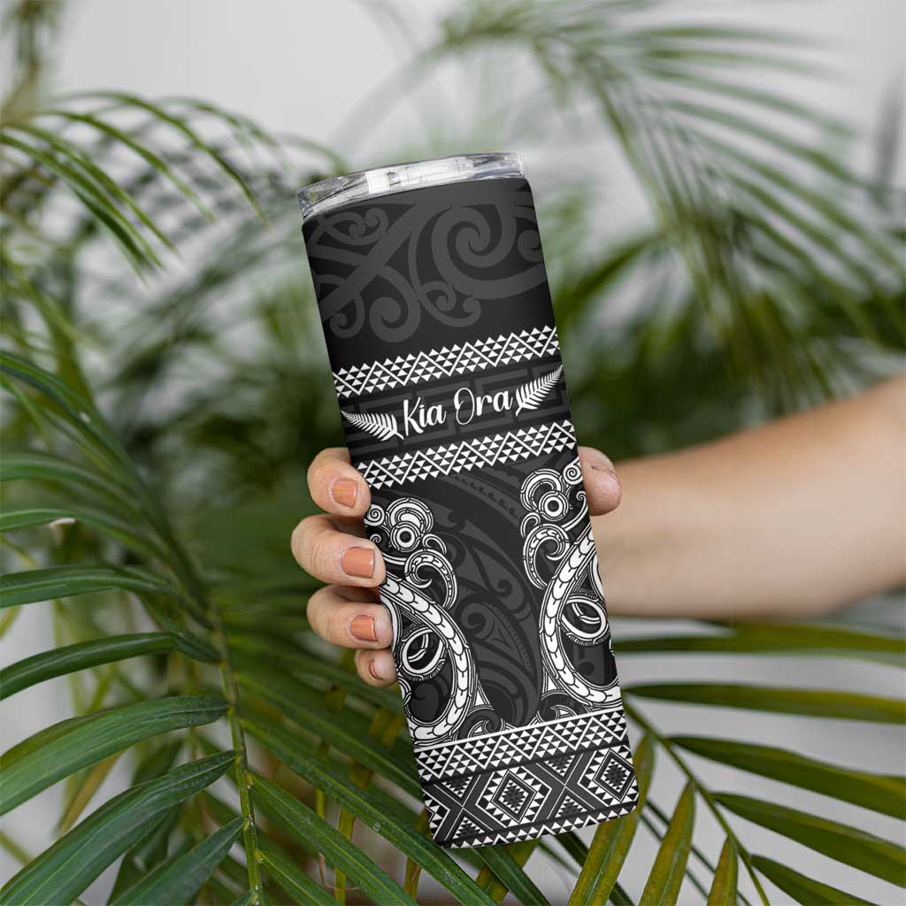 Kia Ora New Zealand Skinny Tumbler Maori Language Week Pango Taniko Motif LT14 - Polynesian Pride