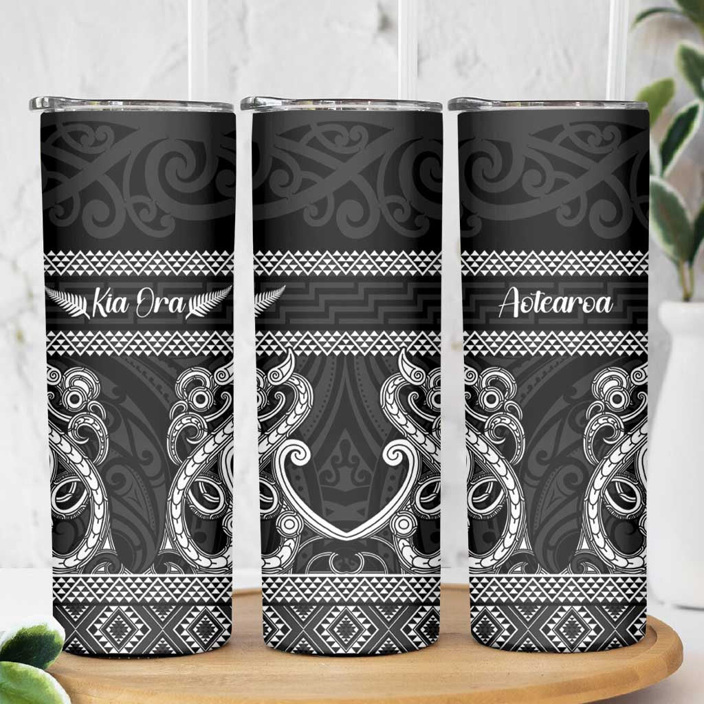 Kia Ora New Zealand Skinny Tumbler Maori Language Week Pango Taniko Motif LT14 - Polynesian Pride