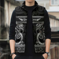 Kia Ora New Zealand Sleeveless Puffer Jacket Maori Language Week Pango Taniko Motif - Polynesian Pride