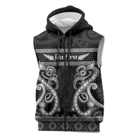 Kia Ora New Zealand Sleeveless Zip Hoodie Maori Language Week Pango Taniko Motif LT14 Black - Polynesian Pride