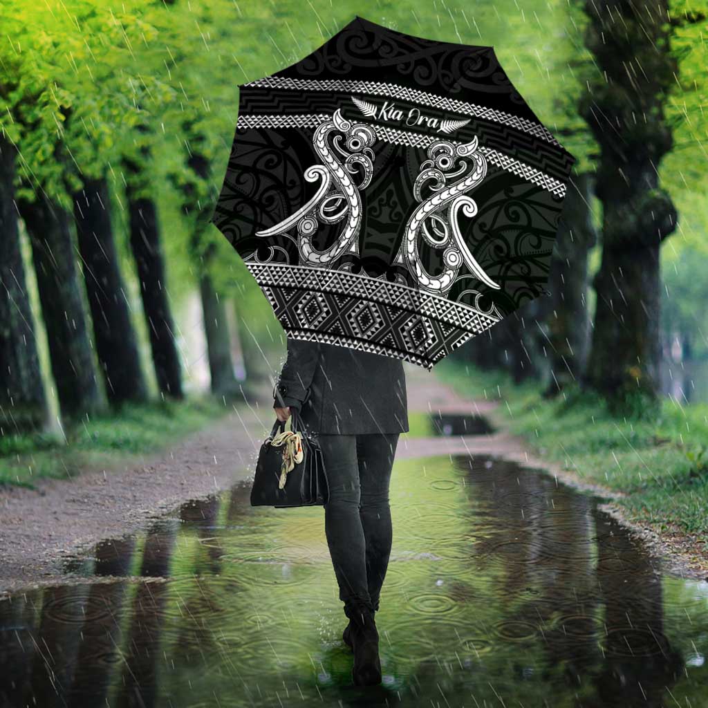 Kia Ora New Zealand Umbrella Maori Language Week Pango Taniko Motif - Polynesian Pride