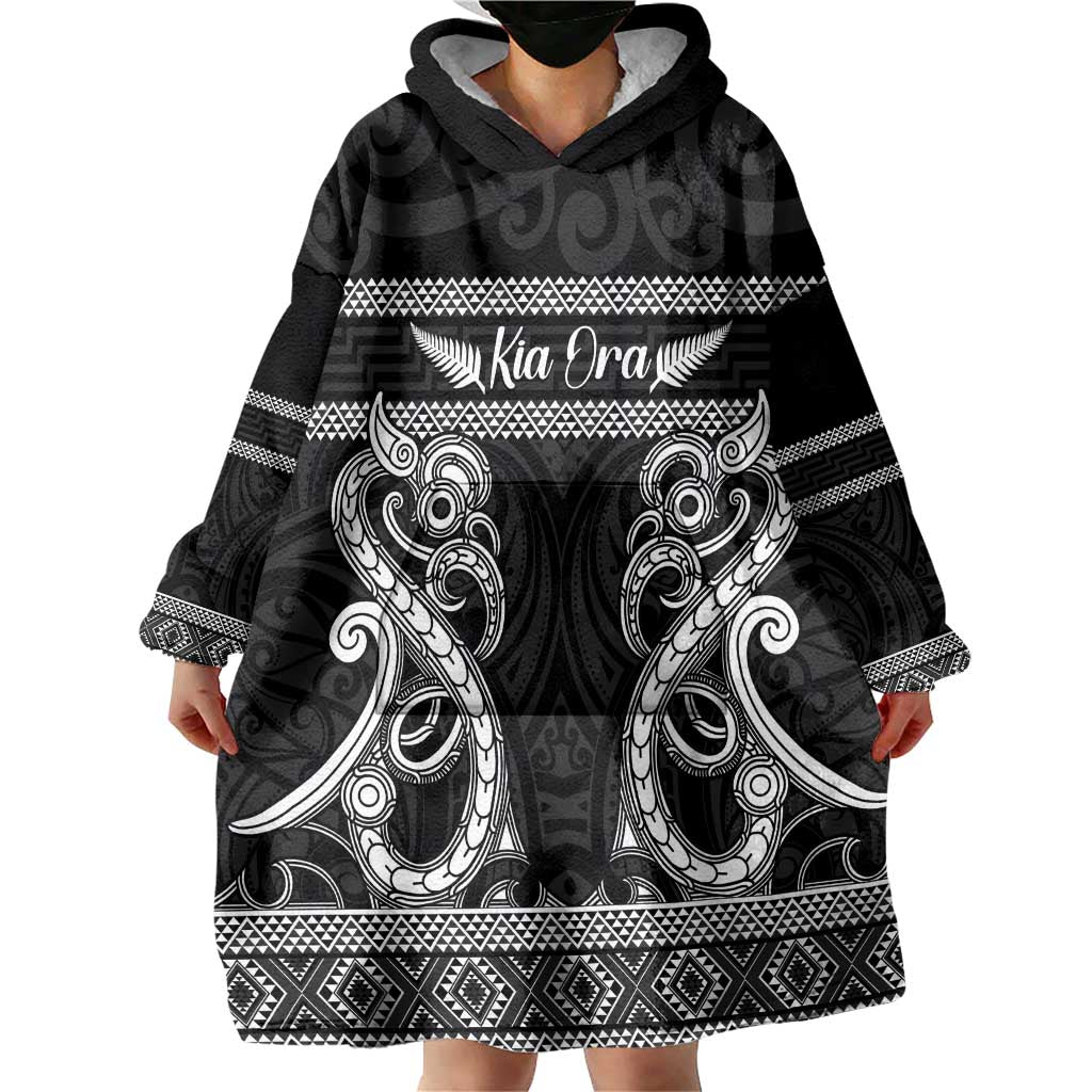 Kia Ora New Zealand Wearable Blanket Hoodie Maori Language Week Pango Taniko Motif LT14 - Polynesian Pride