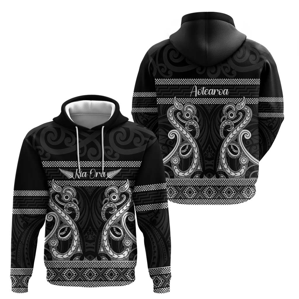 Kia Ora New Zealand Zip Hoodie Maori Language Week Pango Taniko Motif - Polynesian Pride