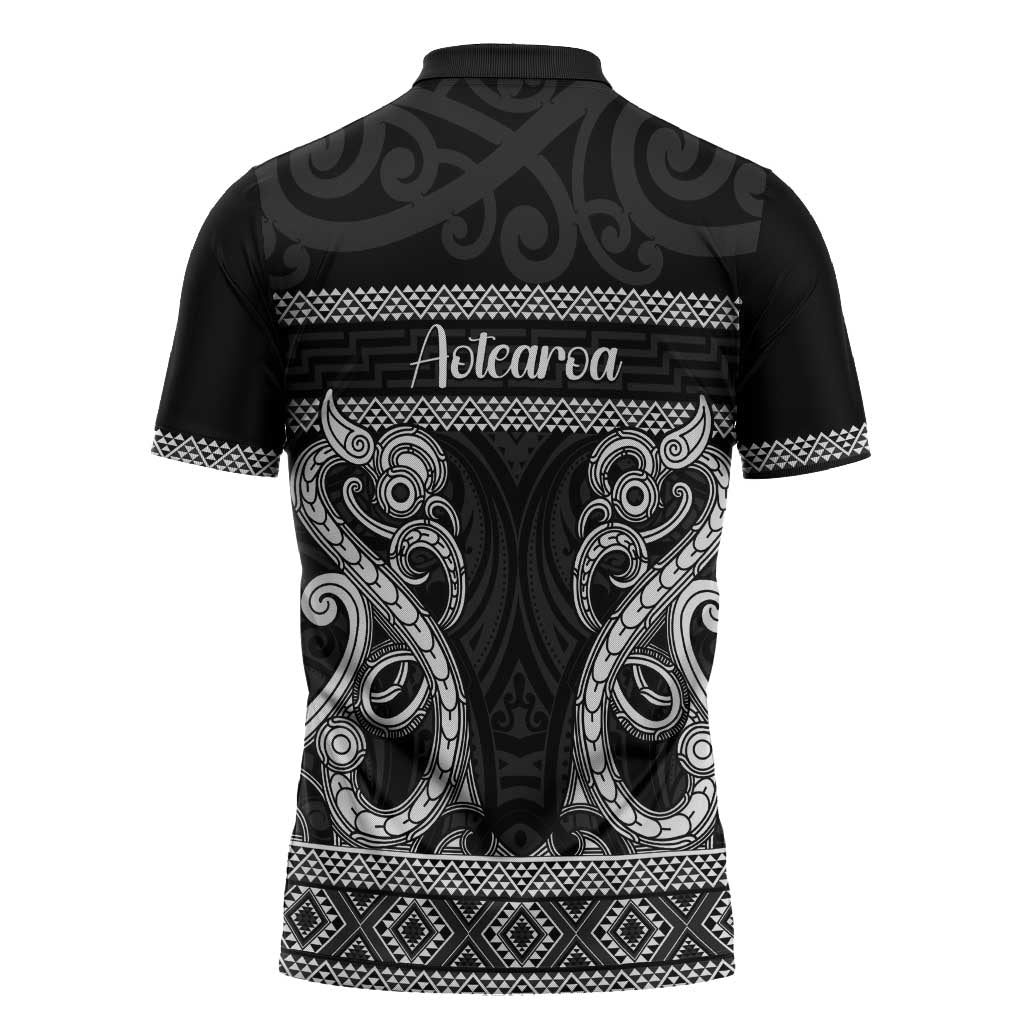 Kia Ora New Zealand Zipper Polo Shirt Maori Language Week Pango Taniko Motif LT14 - Polynesian Pride