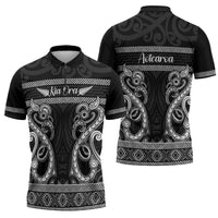 Kia Ora New Zealand Zipper Polo Shirt Maori Language Week Pango Taniko Motif LT14 - Polynesian Pride
