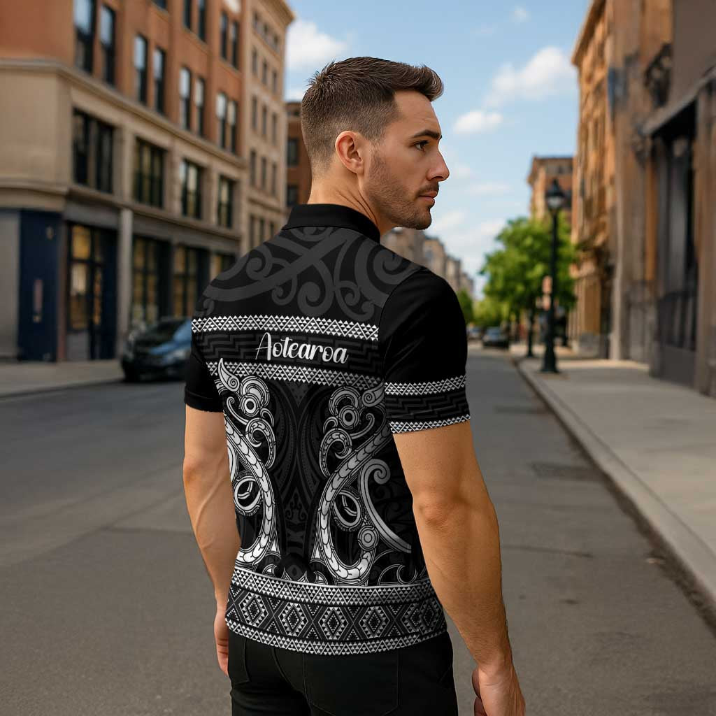 Kia Ora New Zealand Zipper Polo Shirt Maori Language Week Pango Taniko Motif LT14 - Polynesian Pride