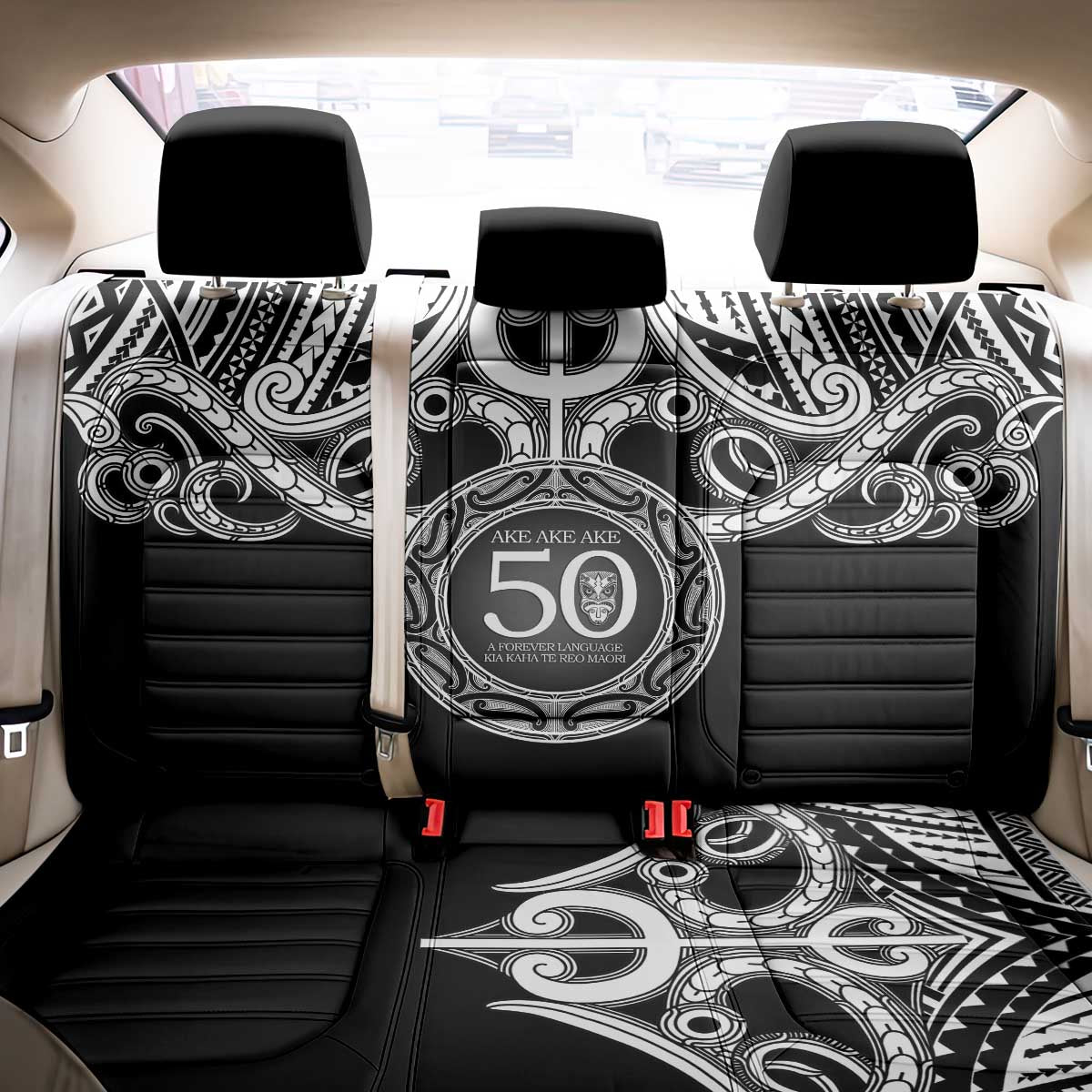 Kia Kaha Te Reo Maori New Zealand Back Car Seat Cover 50th Anniversary Ake Ake Ake LT14 - Polynesian Pride