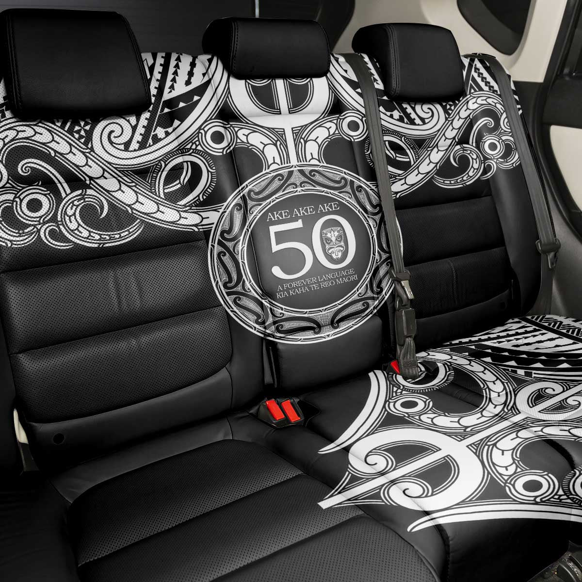 Kia Kaha Te Reo Maori New Zealand Back Car Seat Cover 50th Anniversary Ake Ake Ake LT14 - Polynesian Pride