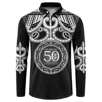 Kia Kaha Te Reo Maori New Zealand Button Sweatshirt 50th Anniversary Ake Ake Ake LT14 Black - Polynesian Pride