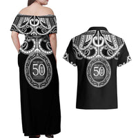 Kia Kaha Te Reo Maori New Zealand Couples Matching Off Shoulder Maxi Dress and Hawaiian Shirt 50th Anniversary Ake Ake Ake LT14 - Polynesian Pride