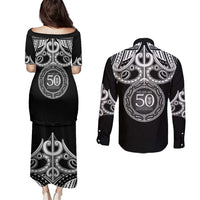 Kia Kaha Te Reo Maori New Zealand Couples Matching Puletasi and Long Sleeve Button Shirt 50th Anniversary Ake Ake Ake LT14 - Polynesian Pride